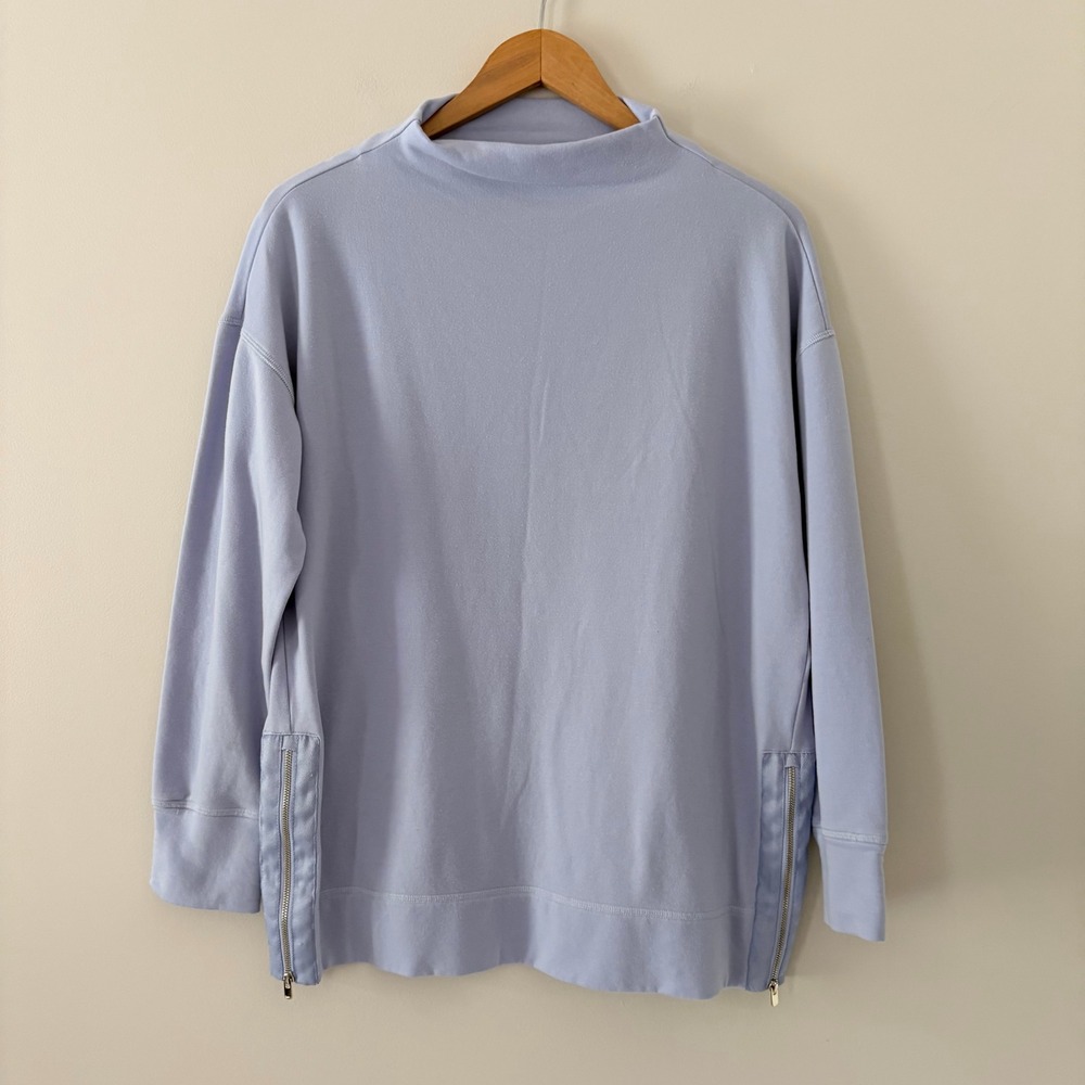 Haven Well Within Sweatshirt M Periwinkle Mock Neck Side Zip Relaxed Pullover